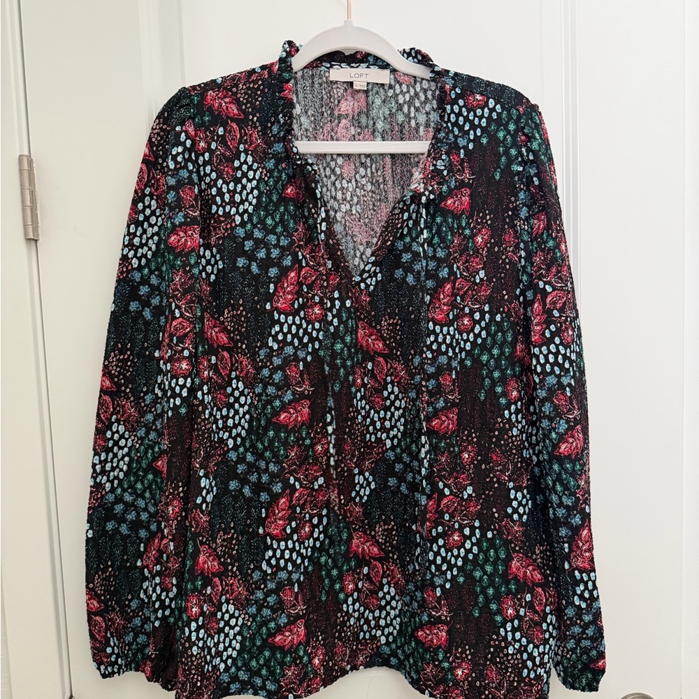 LOFT Rich Floral Print Women's Top - XL